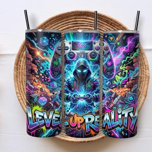 Gamer Life Tumbler Wrap PNG, Neon Graffiti Gamer Clipart, Sublimering av Videospel, Spelkontrollkonst 20 oz, Omedelbar Digital Nedladdning