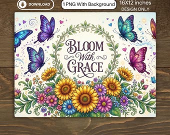 Rustikales Blumen-Sonnenblumen-Schneidebrett PNG - Sublimationsdesign (Digitaler Download)
