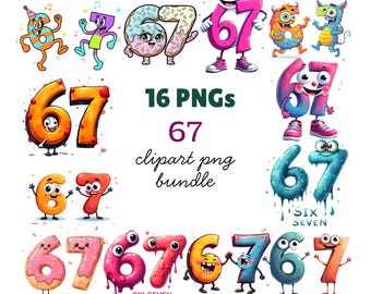 Six Seven Italian Brainrot Kids Gaming Meme PNG Bundle, Baseball Number, Six Seven Ice Cream Drip 67 Meme Gen Alpha Slang
