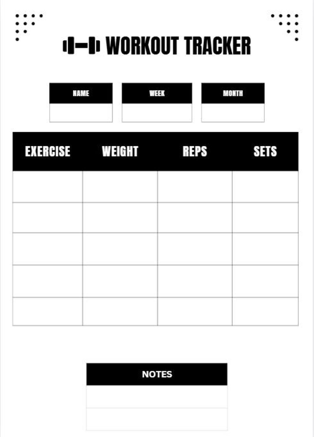 Printable Workout Tracker | Gym Logbook | Fitness Planner PDF ...