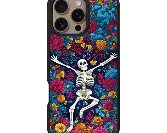 Funda para iPhone con diseño de jardín de esqueletos – MagSafe, protección contra caídas de 3 metros, diseño resistente a la decoloración.