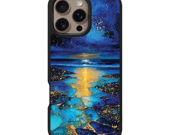Funda para iPhone con diseño de paisaje marino cósmico – MagSafe, protección contra caídas de 3 metros, diseño resistente a la decoloración.