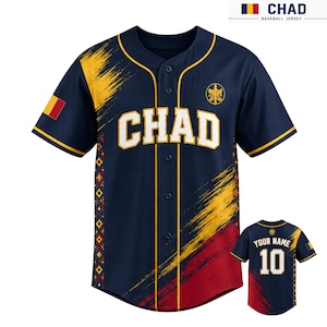 Chad Baseball Jersey 3D, Personalized Name Number, Chadian Pride Sports Shirt Gift