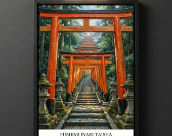 Fushimi Inari Taisha Digital Download, Van Gogh Printable Wall Art, Torii Gate Landmark Decor