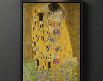 Gustav Klimt - The Kiss Digital Download, Art Nouveau Romantic Printable Wall Art Decor