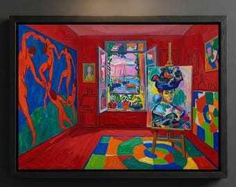 Henri Matisse - Greatest Hits Print, Red Studio Woman Hat Dance Wall Art Home Decor