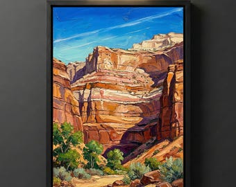 Desert Canyon Canvas Print, Moran Wall Art, Geological Strata Southwest Landscape Decor