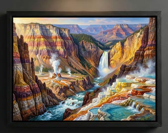 Thomas Moran - Greatest Hits Print, Geological Rainbow Wonderland Yellowstone Canyon Wall Art Home Decor