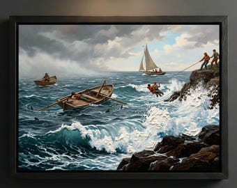 Winslow Homer - Greatest Hits Print, American Marine Rescue Drama Ocean Power Wall Art Decor