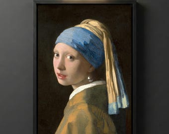 Johannes Vermeer - Girl with Pearl Earring Digital Download, Dutch Portrait Printable Wall Art Decor