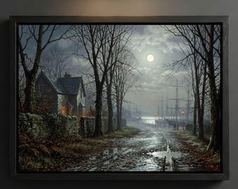 John Atkinson Grimshaw - Greatest Hits Print, Victorian Moonlight Wall Art Dockside