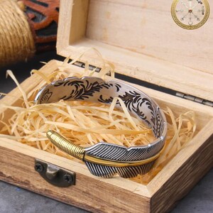 Gold & Silver Feather Cuff Bracelet For Men And Women — Boho Wrap Bangle, Trendy Jewelry Gift - View #4