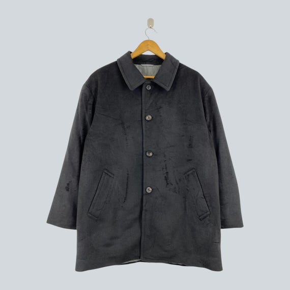 Vintage Christian Dior Monsieur Cashmere Wool Car Coat | Dark Grey, Size M