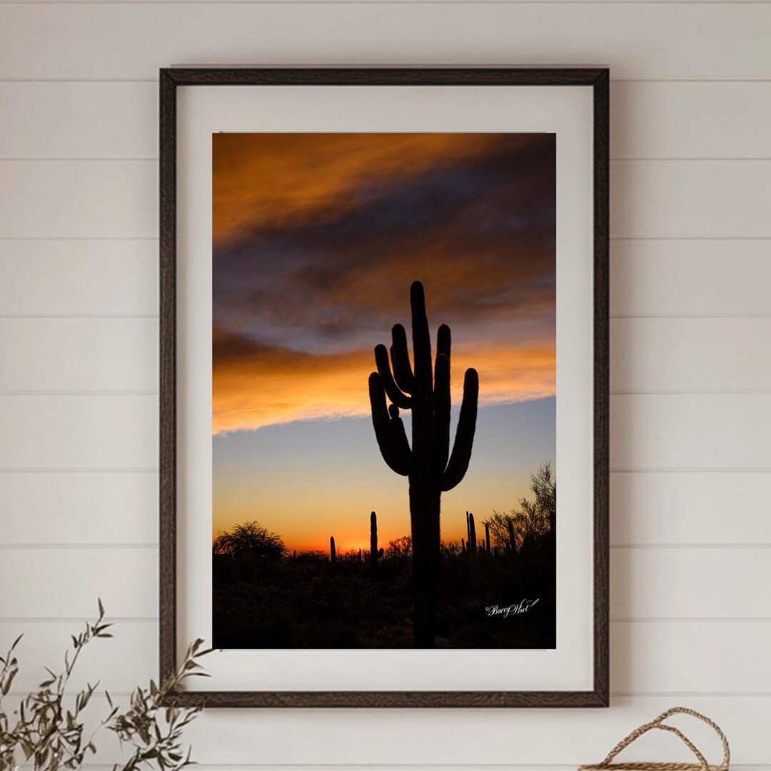 Saguaro Cactus at Sunset – Arizona Desert Wall Art, Southwest Landscape ...