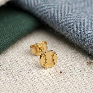 Gold Baseball Stud Earrings Minimalist Sports Jewelry Dainty Cute Athlete Gift for Her Everyday Earrings