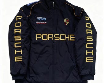 Y2K F1 bomberjack – vintage motorsportracejack met logoaccenten | Uniseks retrostijl voor heren en dames