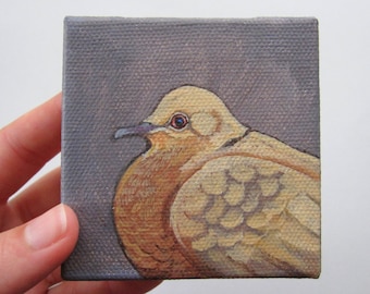 Poofy Dove, an original acrylic painting on canvas