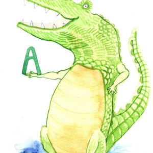 A Is For Alligator, Alphabet Nursery Art, Digital Download for Children, Letter A Art, ABC's Art, Alphabet for Kids, Animal Nursery Art