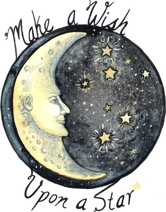 Make A Wish Upon A Star Man On The Moon Moonlight Etsy Make A Wish Upon A Star Man On The Moon Moonlight Etsy