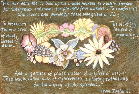 Crown Of Beauty Print Isaiah 61 Bible Verse Wall Art Etsy