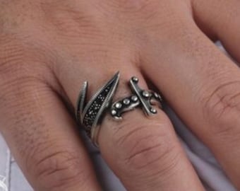 Zulfikar svärdring för män: 925K silver svärdring, islamiska krigarsmycken, religiös ring