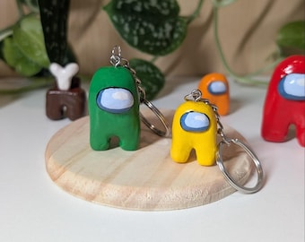 Personalisierter Among Us-Schlüsselanhänger – handgefertigte Figur (Impostor oder Crewmitglied) – Gamer-Accessoire, verschiedene Farben – originelles Geschenk für Geeks