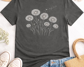 Minimalist Dandelion Botanical T-Shirt, Wildflower Nature Lover Tee