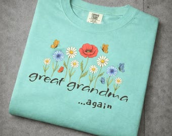 Floral Grandma Again Shirt, Pregnancy Announcement Tee