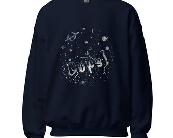 Sudadera "Oops Galaxy" – Estampado minimalista | Suéter cósmico divertido | Diseño estético galáctico | Regalo único para soñadores