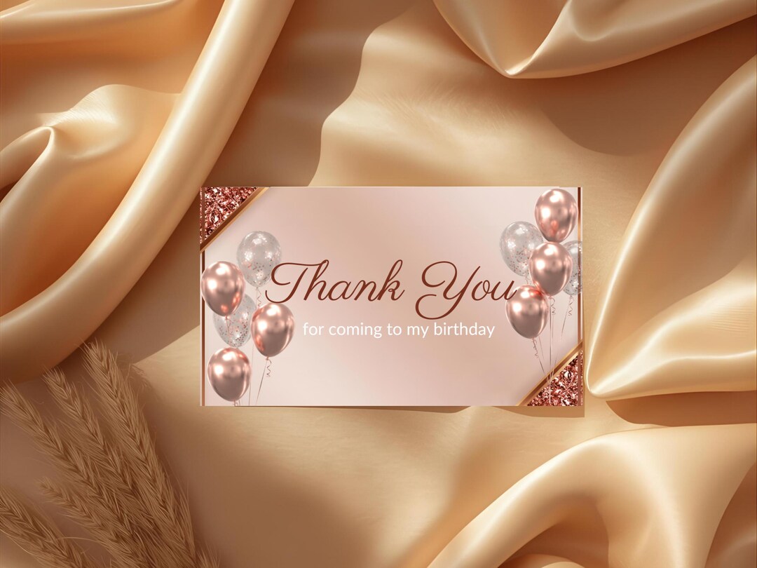 Editable Rose Gold Thank You Card | Elegant Canva Template | Printable ...