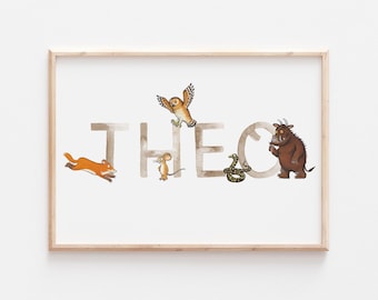 Grüffelo Name Print, personalisierte Kinder Baby Kinderzimmer Wandkunst, Story Decor