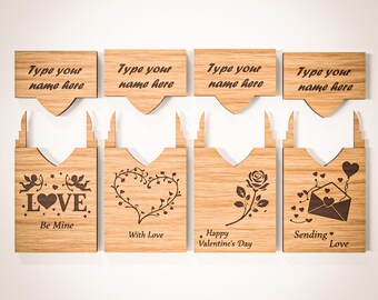 Laser Cut Gift Card Holder Bundle SVG DXF | Set of 4 Designs | 3mm & 4mm Wood | 1/8 Inch Gift Card Box Files