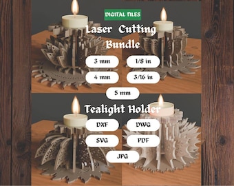 DXF Tealight Holder Bundle Laser Cut File Digital Download