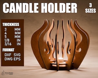 Laser Cut Tealight Candle Holder SVG | Modern Mandala Lantern DXF | DIY Led Lamp Pattern