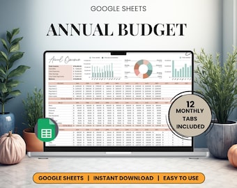 Jahresbudgetplaner: Google Sheets Jahresbudget-Tracker Sparkosten (Digitaler Download)