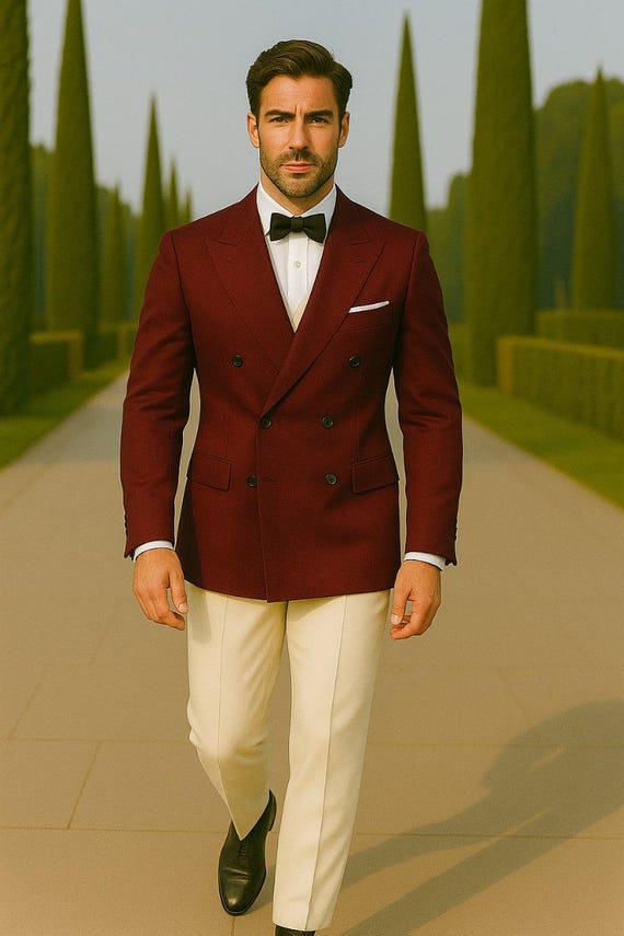 Custom Maroon Red Suit | Handmade Double Breasted Slim Fit Custom Maroon Red Suit | Handmade Double Breasted Slim Fit