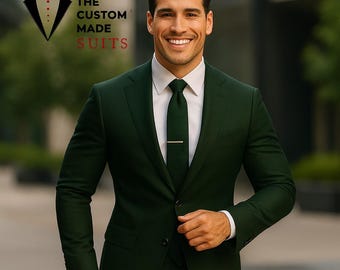 Waldgrün Slim Fit Anzug | Maßgefertigte, 2-teilige Hochzeitskleidung