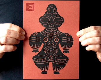 Dogu #1. Lino print
