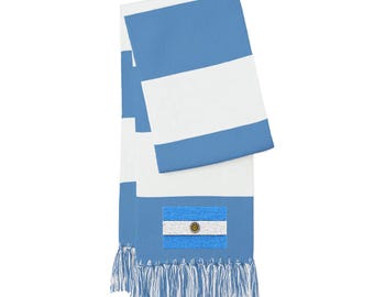 Argentina Flag Embroidered Scarf Spectator Scarf | Blue White Striped