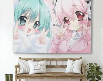 Tapiz de pared de anime Super Sonico Hatsune Miku Nekoparas Kawaii Fondo Tela Decoración de pared
