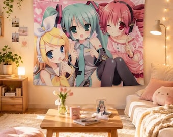 Anime hatsune miku Wandtapijt Kawaii Achtergrond Doek Wanddecoratie: