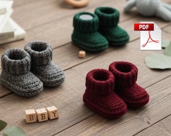 Crochet Baby Booties Pattern | Digital Download | DIY Newborn, Infant 3-12 Months | Handmade Baby Shoes Tutorial | Instant PDF