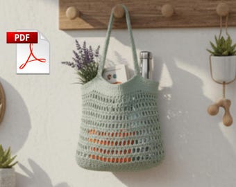 Crochet Tote Bag Pattern For Women | Beginner-Friendly Openwork Market Bag | Easy Cotton Yarn Handbag | PDF Knitting Pattern Download
