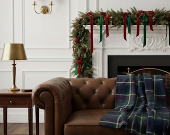 Black Watch Tartan Blanket, Plaid Throw Blanket, Green Navy Plaid Throw, Preppy Home Decor, Lodge Cabin Blanket, Christmas Throw Blanket