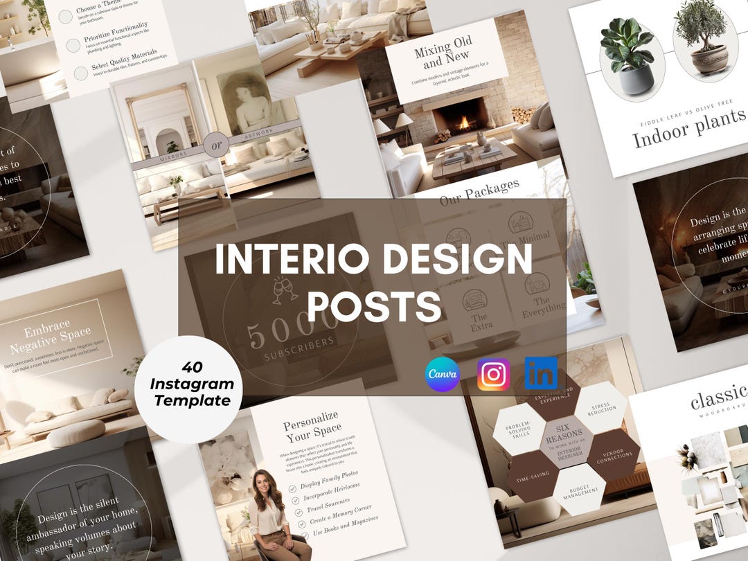 Interior Design Instagram Post Template, Home Decor Social Media ...