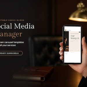 Social Media Manager Instagram Carousel Templates Canva | 48 Editable Slides, SMM, VA Marketing Agency