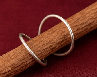 Dainty Sterling Silver Stacking Ring Simple Matte Finish Minimalist Plain Silver Band Delicate Everyday Jewelry Gift for Her Set