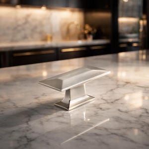 Sleek Satin Nickel Zinc Rectangle Cabinet Knob Modern Door & Drawer Pull Kitchen, Dresser, Furniture Set