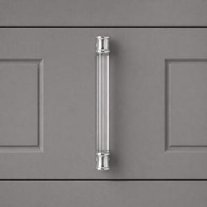 Crystal Acrylic with Satin Nickel Cabinet Pull Door Drawer Pull Kitchen Cabinet Dresser Handle