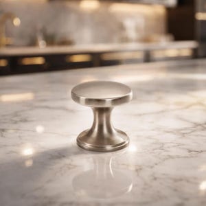 Zinc Satin Nickel Round Cabinet Knob, 1-1/4 inch Drawer Pull Handle